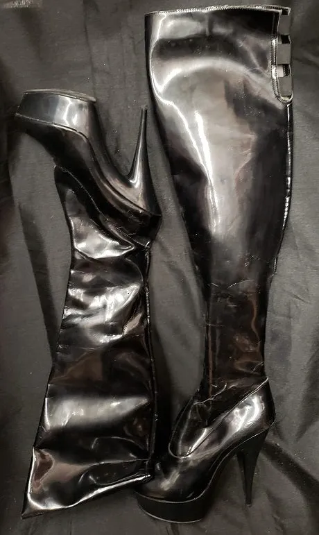 6" Zinger -- Women's Thigh High Platform Dress Boot -- Black Patent