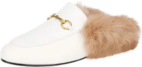 Arqa Fur Mules for Women Comfortable Leather Buckle Mule Flats Furry Padded Backless Loafers Casual Slides Shoes