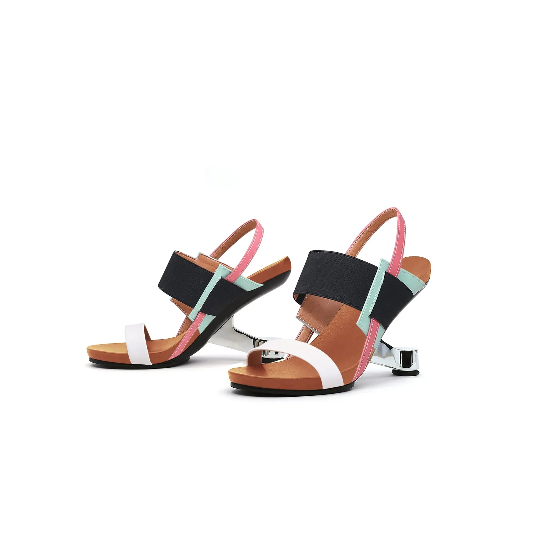 Artistic Glow Ankle Strap Pivot Heel Sandals
