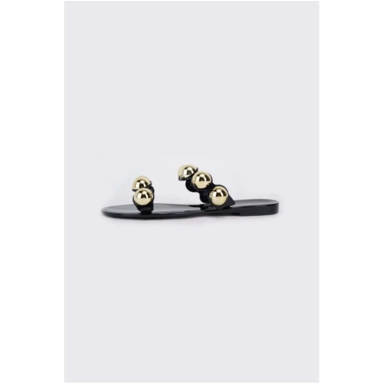 Black jelly sandals with gold studs