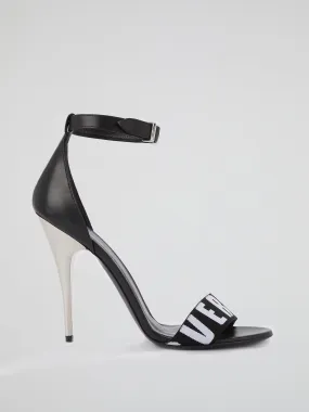 Black Logo High Heel Sandals