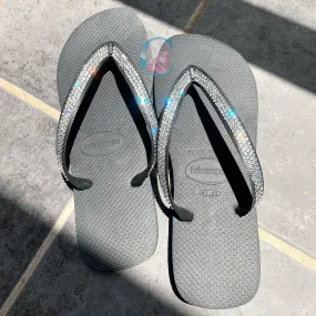 Black Thick Strap Havaianas/Crystal - 3 Rows *