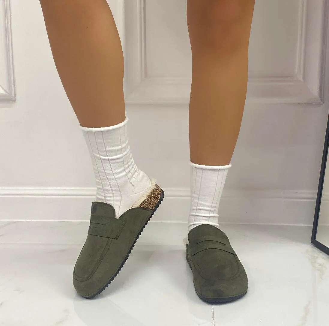 Bridgette - Scarpa Sabot Mules Donna Pelliccia Tallone Scoperto Verde
