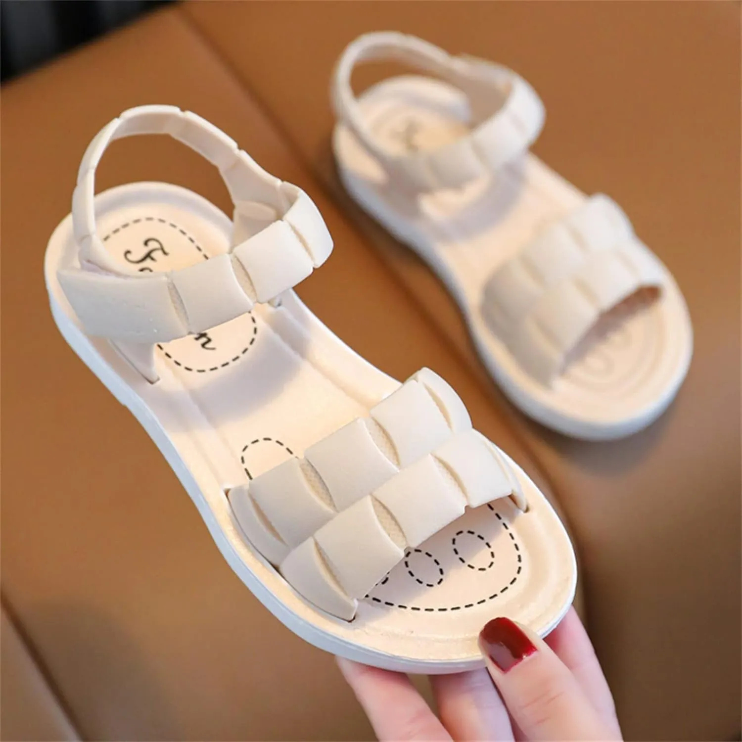 Children Sandals Soft Flat Shoes Fashion and Comfortable Small Medium and Large Children Soft Active Sandals Toddler (White, 9-9.5 Years Big Kids)