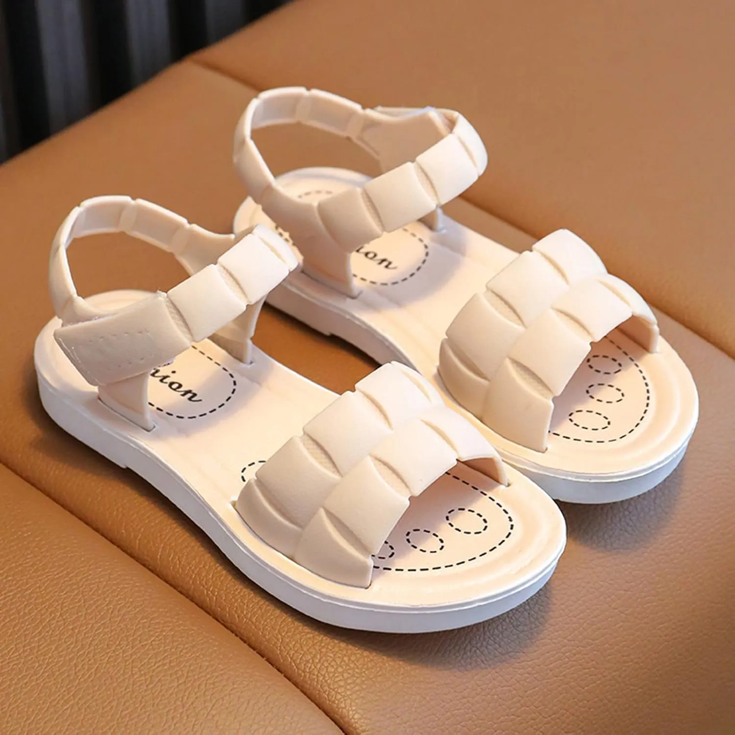 Children Sandals Soft Flat Shoes Fashion and Comfortable Small Medium and Large Children Soft Active Sandals Toddler (White, 9-9.5 Years Big Kids)