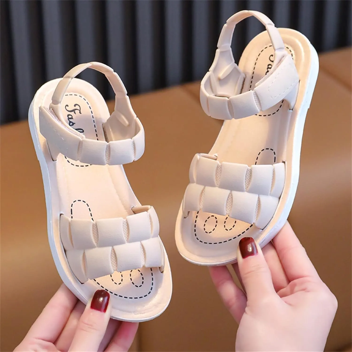 Children Sandals Soft Flat Shoes Fashion and Comfortable Small Medium and Large Children Soft Active Sandals Toddler (White, 9-9.5 Years Big Kids)