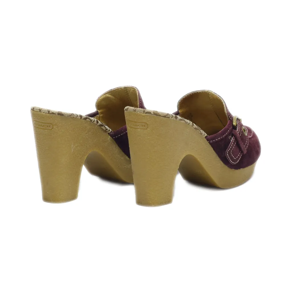 Coach Mules Suede Maroon Colour For Women
