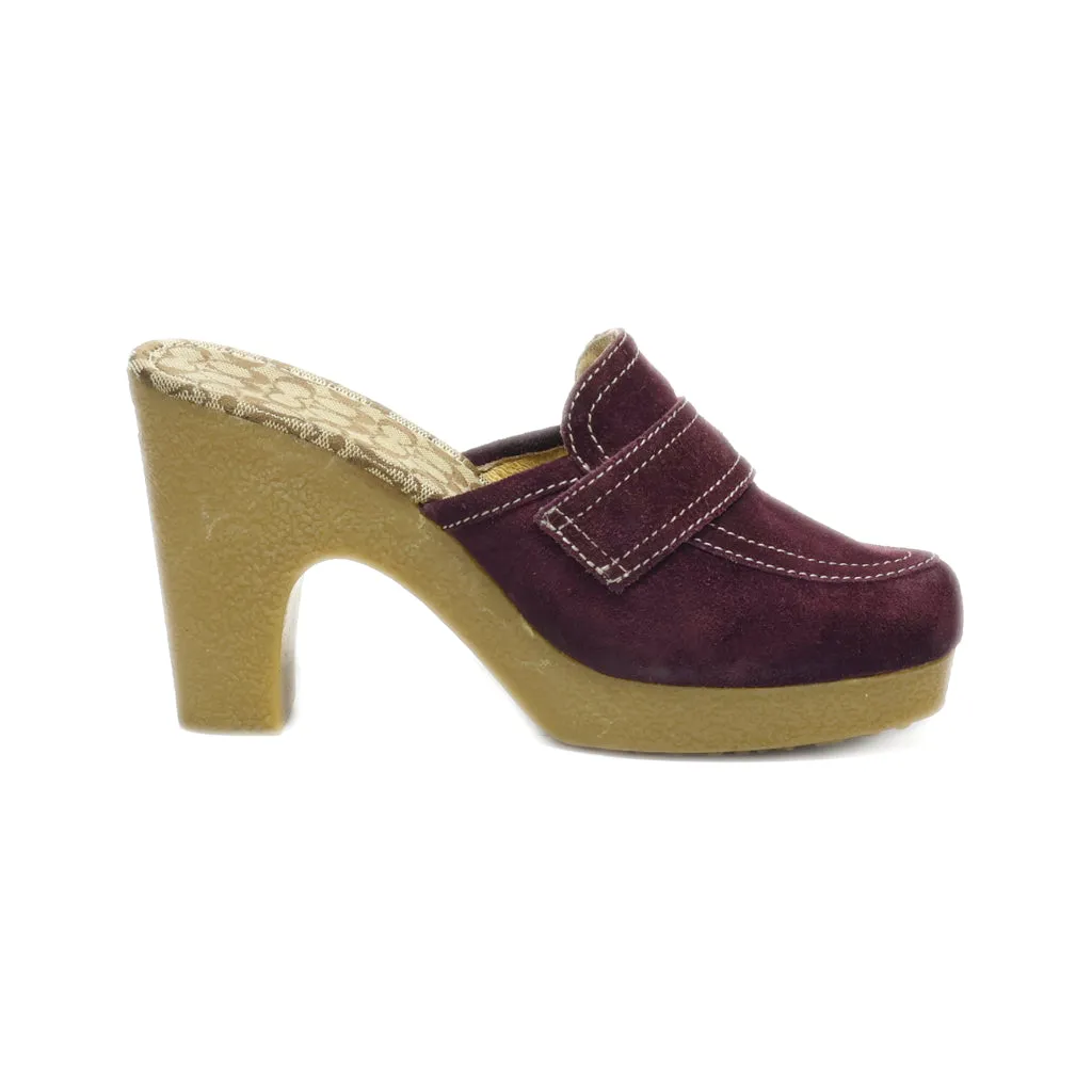 Coach Mules Suede Maroon Colour For Women