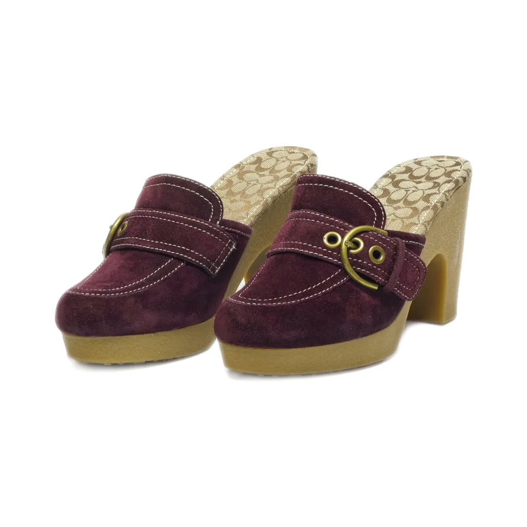 Coach Mules Suede Maroon Colour For Women
