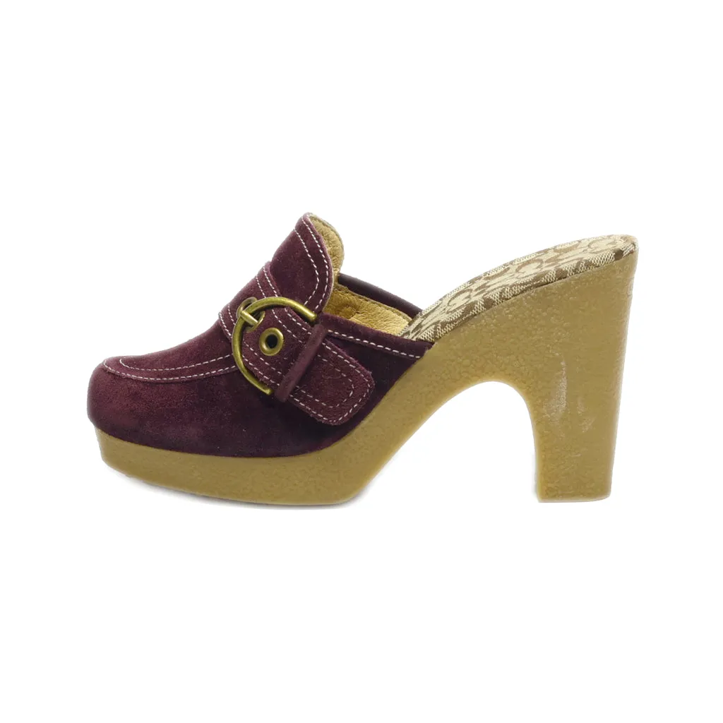 Coach Mules Suede Maroon Colour For Women