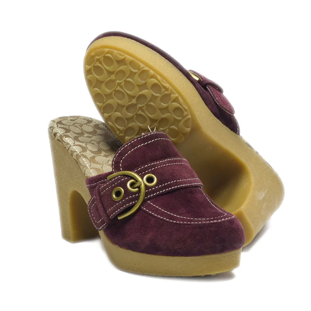 Coach Mules Suede Maroon Colour For Women