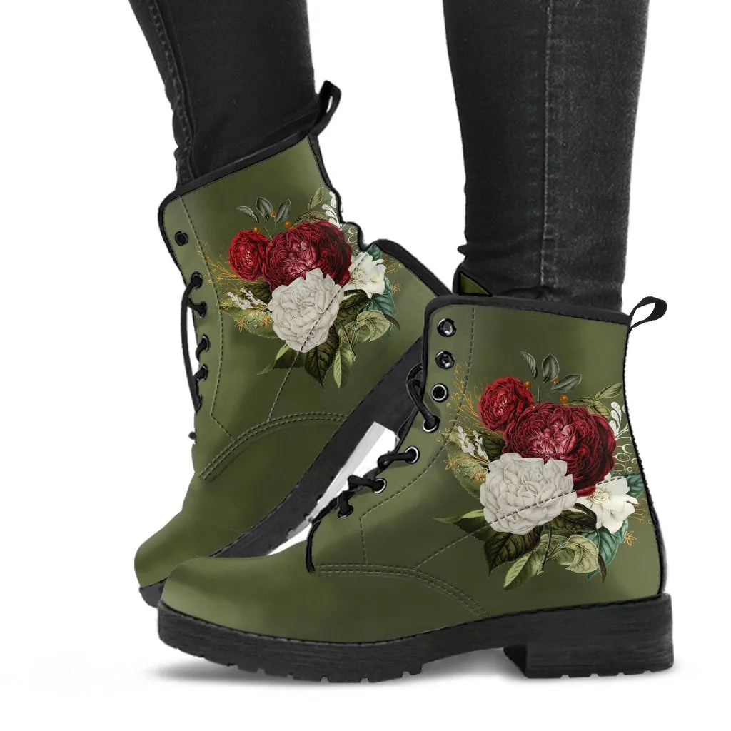Combat Boots - Beautiful Flowers #34 | Custom Shoes, Women's Boots, Aesthetic Shoes, Boho Shoes, Vintage Style Shoes, Sorority Shoes