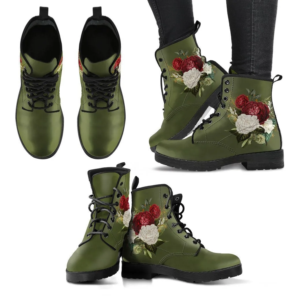 Combat Boots - Beautiful Flowers #34 | Custom Shoes, Women's Boots, Aesthetic Shoes, Boho Shoes, Vintage Style Shoes, Sorority Shoes
