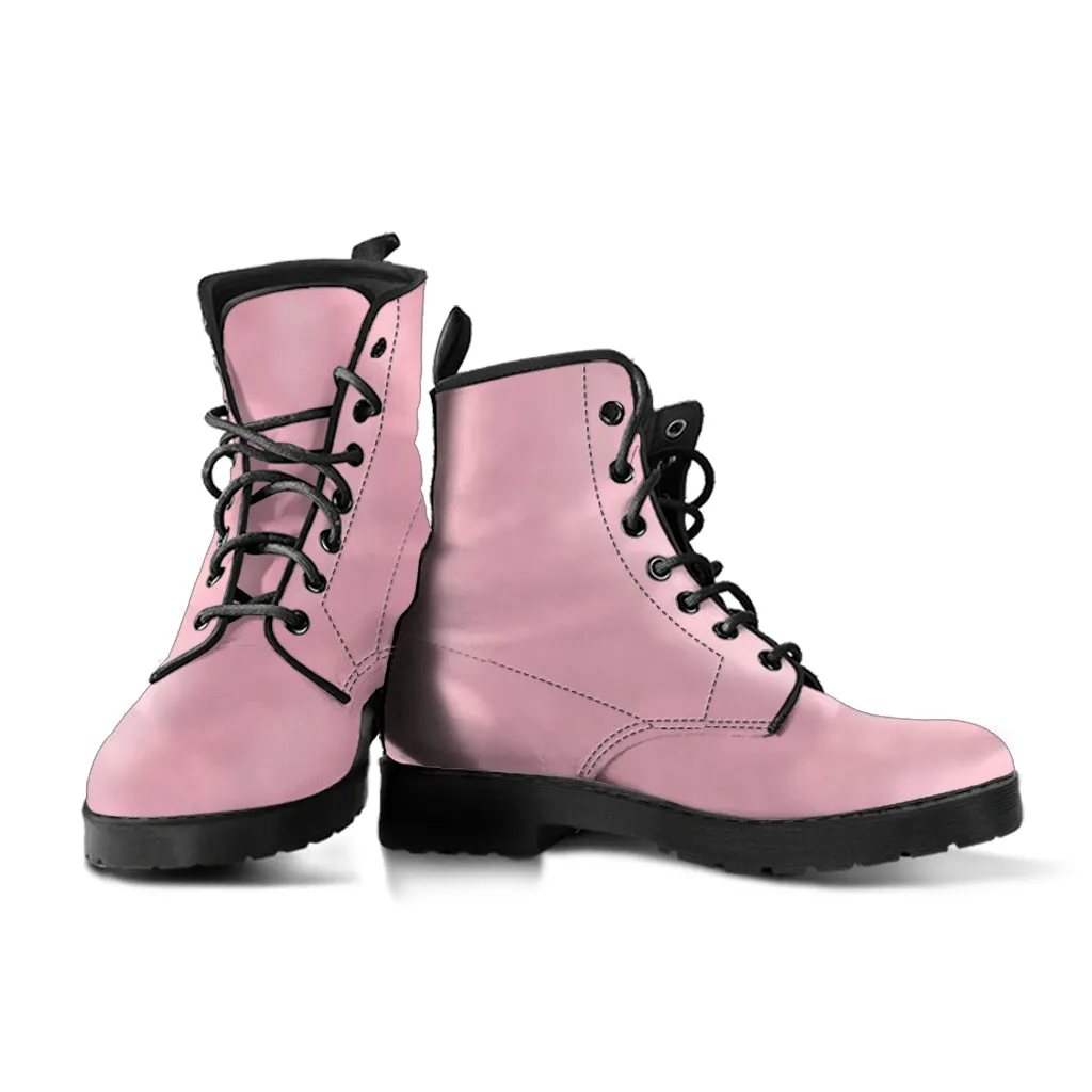 Combat Boots - Light Pink | Boho Custom Shoes, Handmade Lace Up Boots, Vegan Leather Lace Up Boots, Aesthetic Shoes, Sorority Shoes