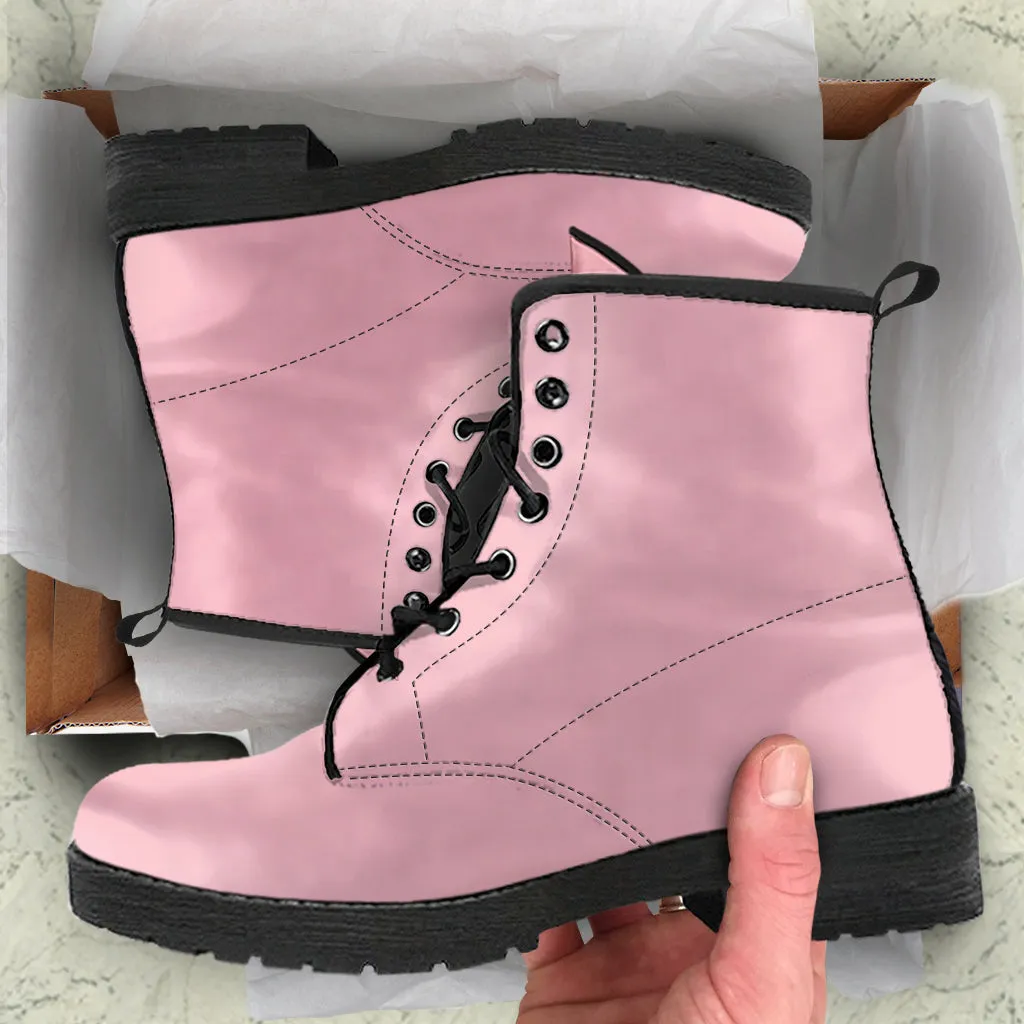 Combat Boots - Light Pink | Boho Custom Shoes, Handmade Lace Up Boots, Vegan Leather Lace Up Boots, Aesthetic Shoes, Sorority Shoes
