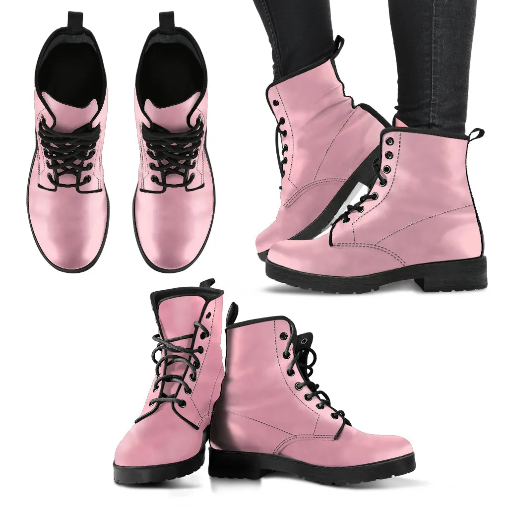 Combat Boots - Light Pink | Boho Custom Shoes, Handmade Lace Up Boots, Vegan Leather Lace Up Boots, Aesthetic Shoes, Sorority Shoes