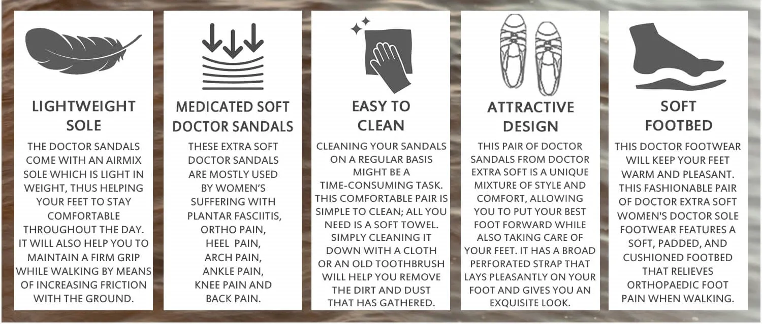 DOCTOR EXTRA SOFT Women's Sandals ART-532 Ideal For Pregnancy Fashion, Elderly Ladies With Soft Medicated Footbed