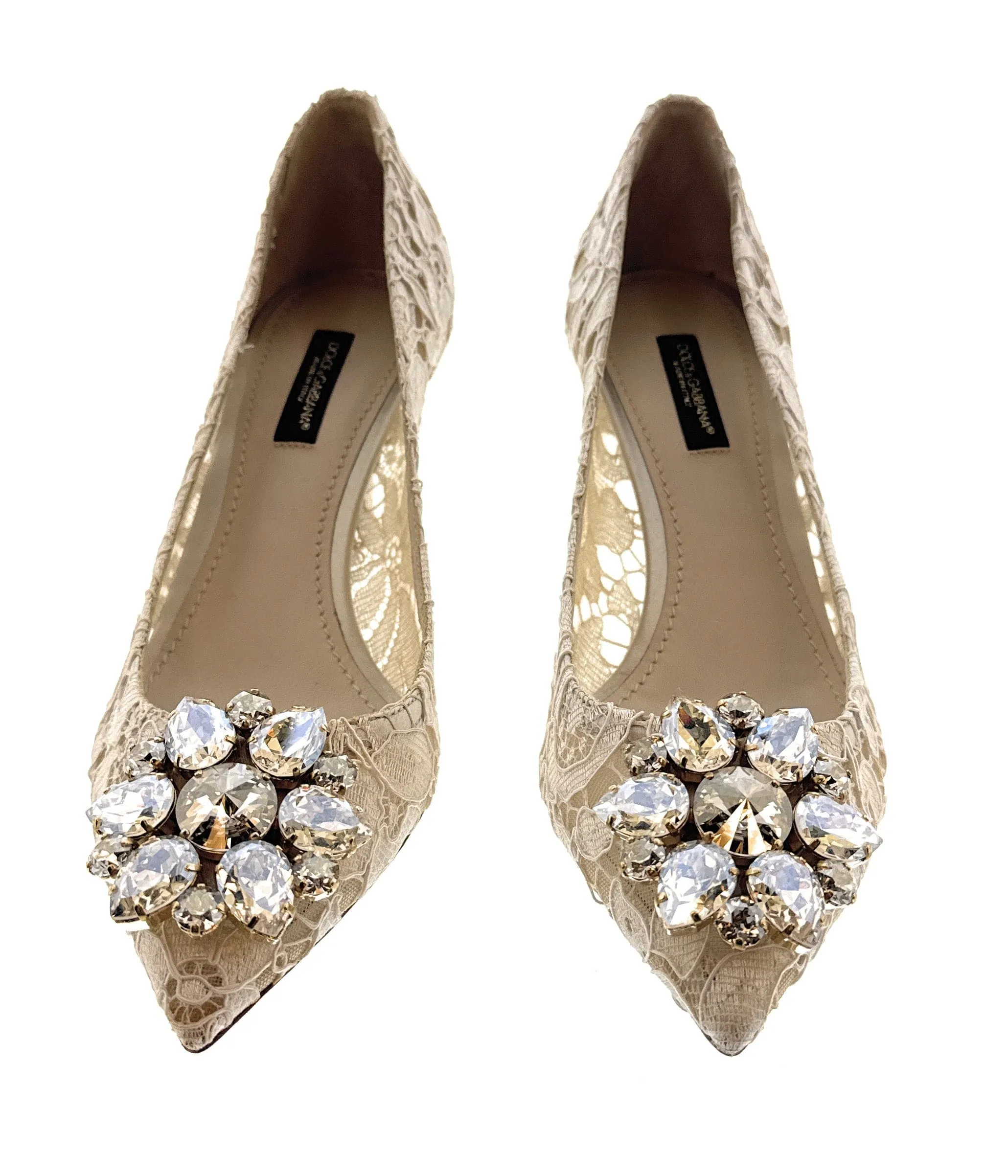 Dolce & Gabbana Ivory Floral Lace  Kitten Heels-EU36.5