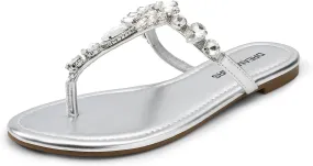 DREAM PAIRS Flip Flops for Women Dressy Rhinestone T-Strap Thong Sandals for Summers Dress Beach