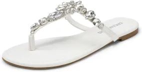 DREAM PAIRS Flip Flops for Women Dressy Rhinestone T-Strap Thong Sandals for Summers Dress Beach