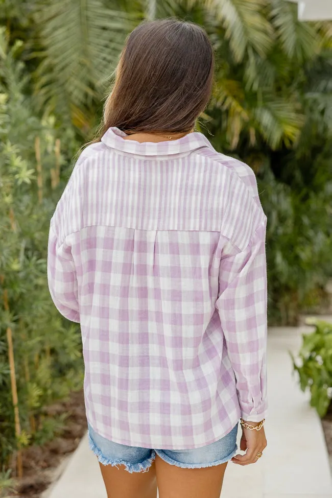 Easy Choice Purple Gauze Plaid Button Up FINAL SALE