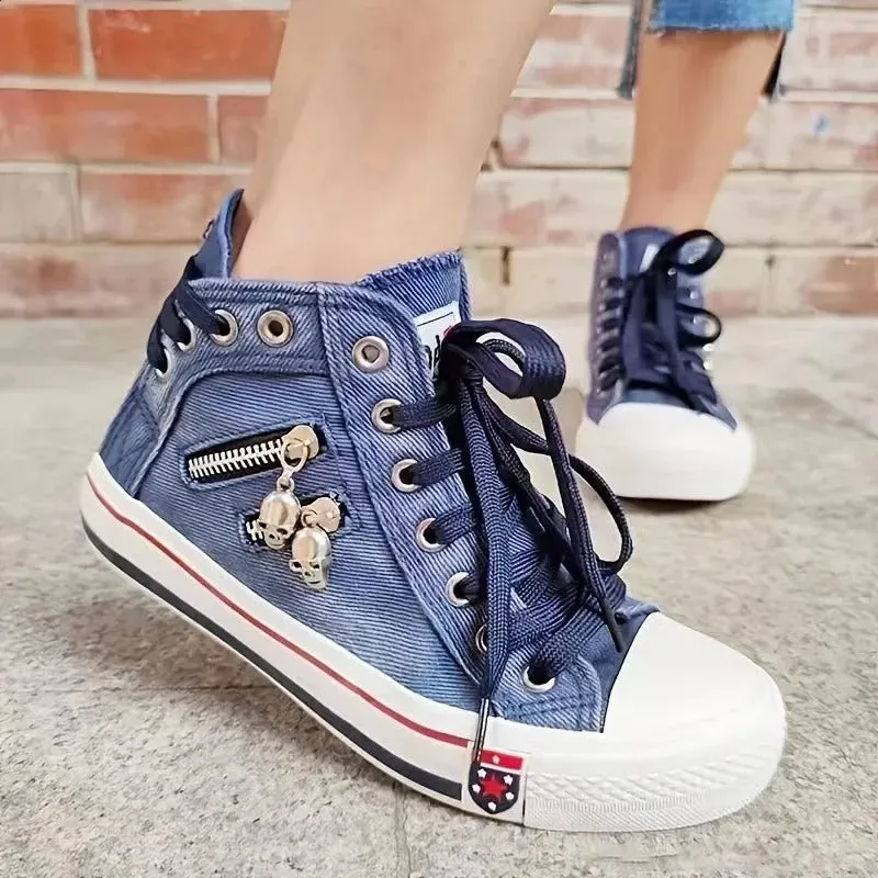 Eirian - Trendy High-Top Denim Flats for Women