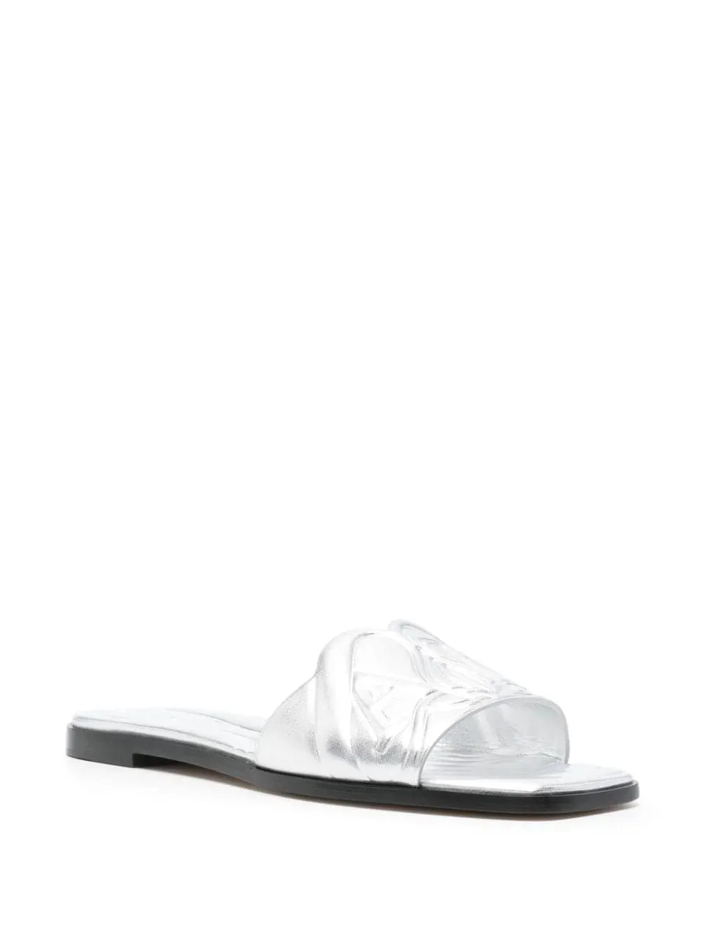 Embossed Seal Flat Sandals