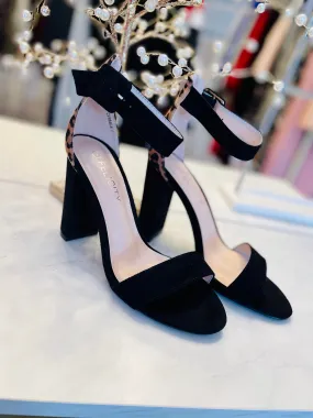 Feline Black and Cheetah Block Heel