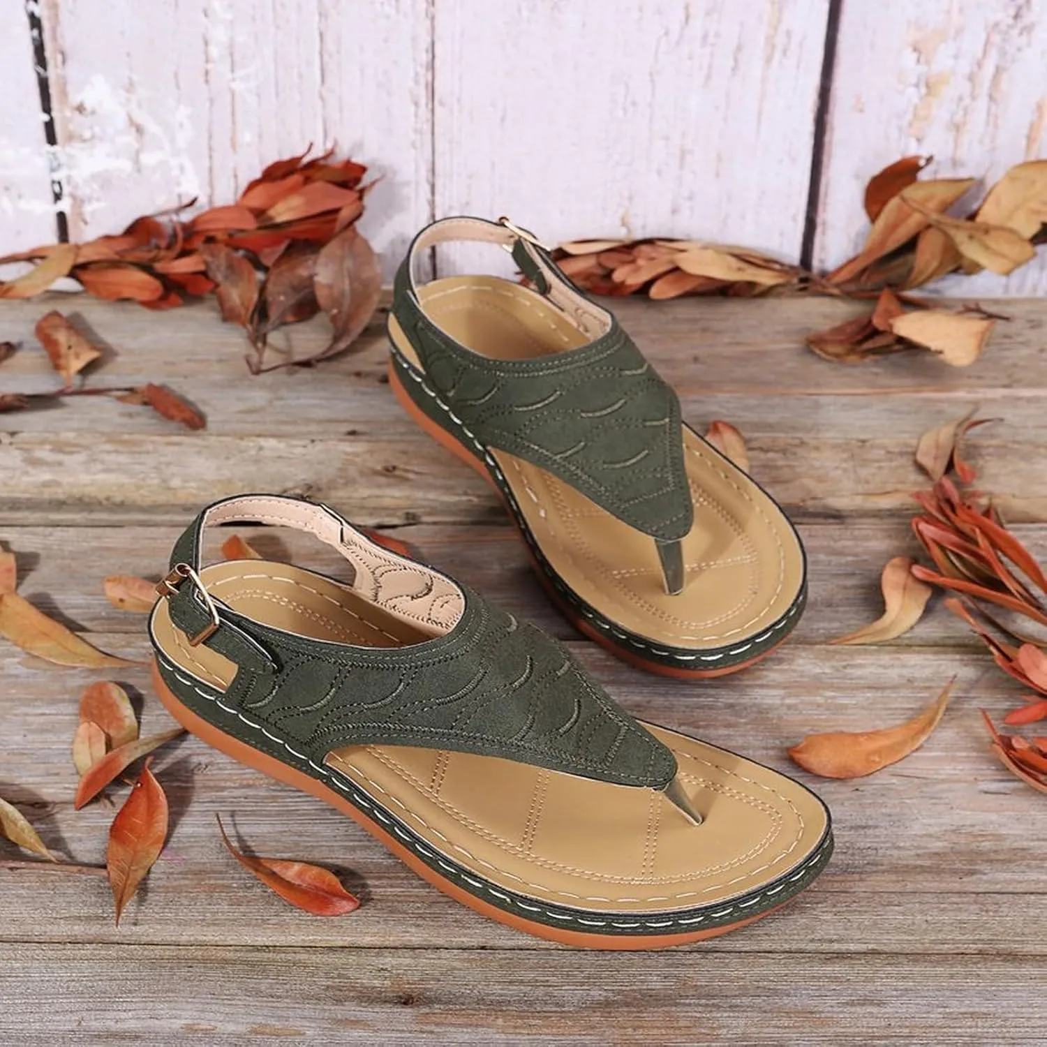 Flip Flops with Arch Support for Women Comfortable Casual Slip On Walking Orthopedic Sandals Trendy Adjustable Anti-Slip Wedge Sandals Dressy Summer Beach Flat Shoes