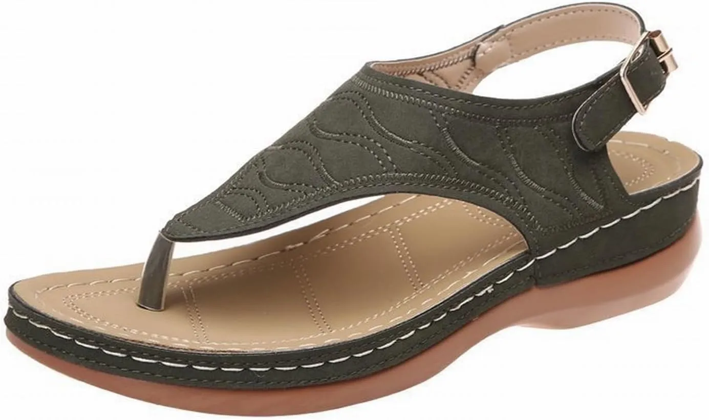Flip Flops with Arch Support for Women Comfortable Casual Slip On Walking Orthopedic Sandals Trendy Adjustable Anti-Slip Wedge Sandals Dressy Summer Beach Flat Shoes