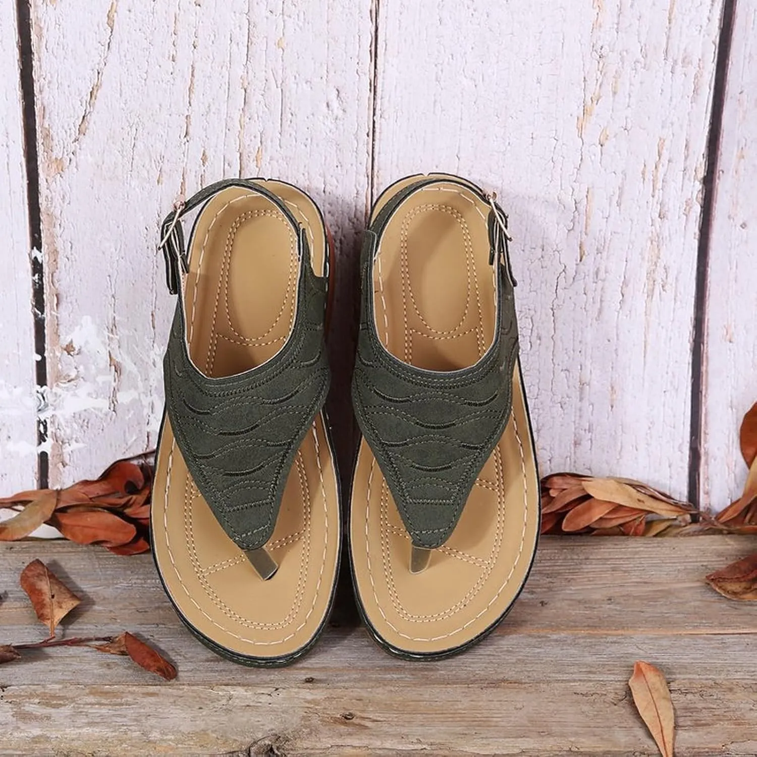 Flip Flops with Arch Support for Women Comfortable Casual Slip On Walking Orthopedic Sandals Trendy Adjustable Anti-Slip Wedge Sandals Dressy Summer Beach Flat Shoes