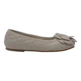 Girls Cream Quilted Flower Ballet Trendy Flats 7-10 Toddler
