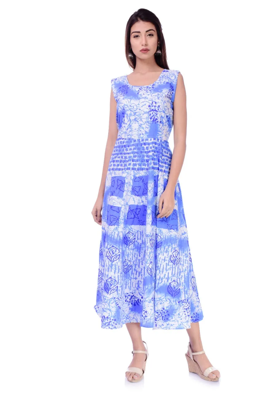 Jaipuri Trendy Women Cotton Maternity Semi-Stitched Fabric Maxi Dress -Free Size