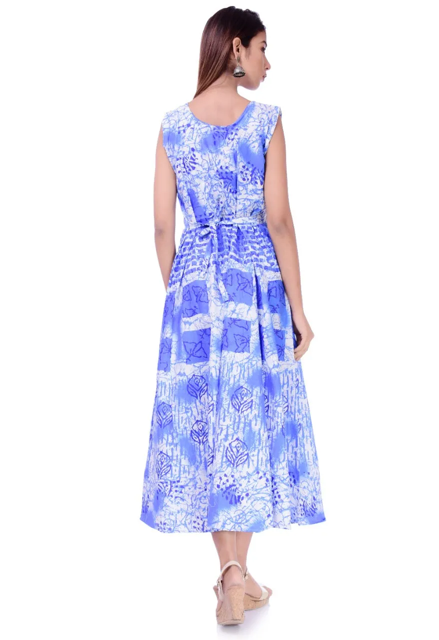 Jaipuri Trendy Women Cotton Maternity Semi-Stitched Fabric Maxi Dress -Free Size