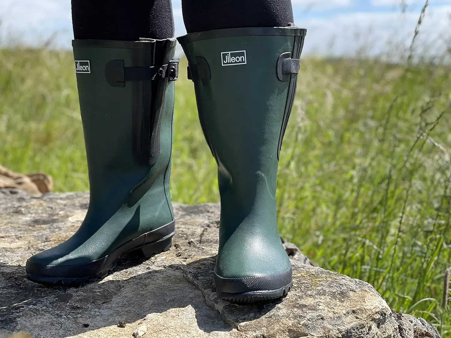 Jileon Extra Wide Calf Rain Boots - Ideal for Wide Feet, Ankles & Calves - Fit 16 to 23 Calves - Durable & Waterproof
