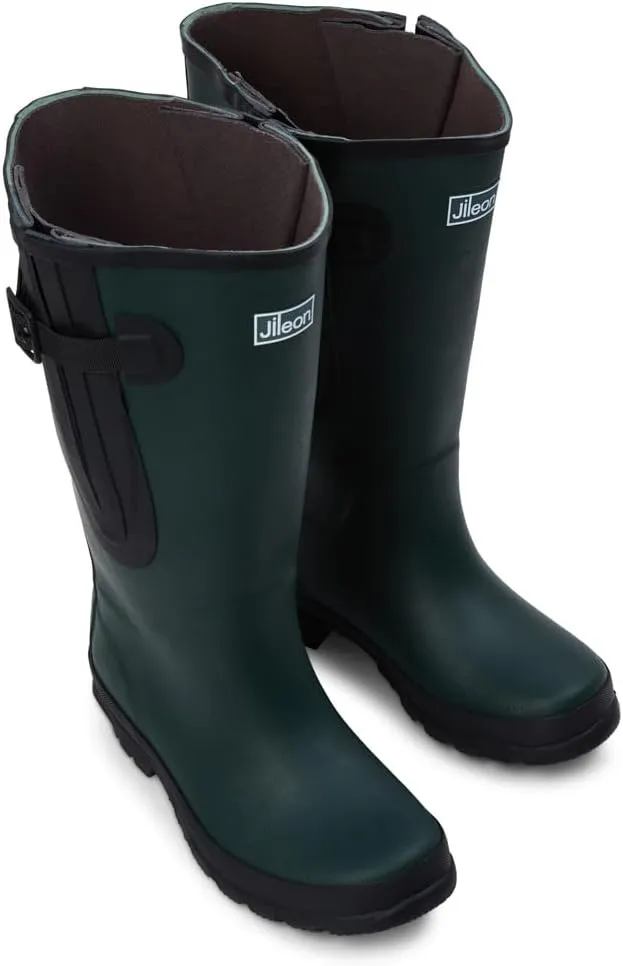 Jileon Extra Wide Calf Rain Boots - Ideal for Wide Feet, Ankles & Calves - Fit 16 to 23 Calves - Durable & Waterproof