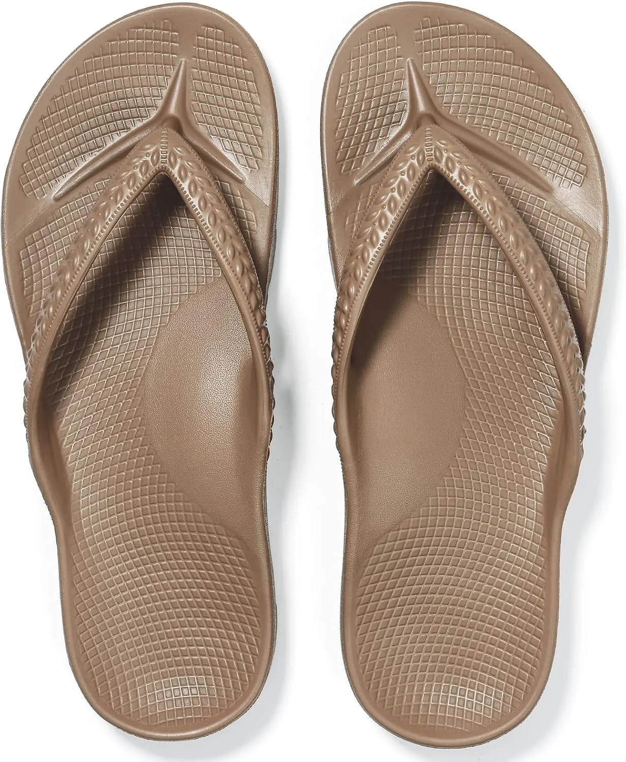 Litfun Women's Arch Support Flip Flops for Plantar Fasciitis Orthopedic Thong Sandals Comfortable Summer Beach Pool Slides, Brown 40