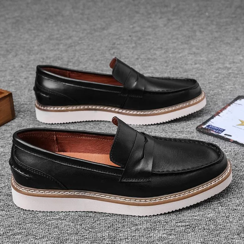 Men's breathable leather loafers