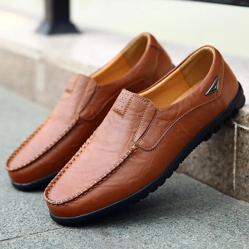 Men's Genuine Leather Casual Slip on Loafers Driving Shoes Breathable Fashion Slipper