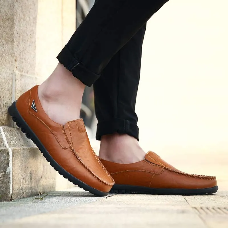 Men's Genuine Leather Casual Slip on Loafers Driving Shoes Breathable Fashion Slipper