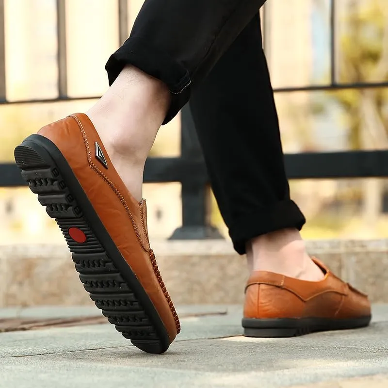 Men's Genuine Leather Casual Slip on Loafers Driving Shoes Breathable Fashion Slipper