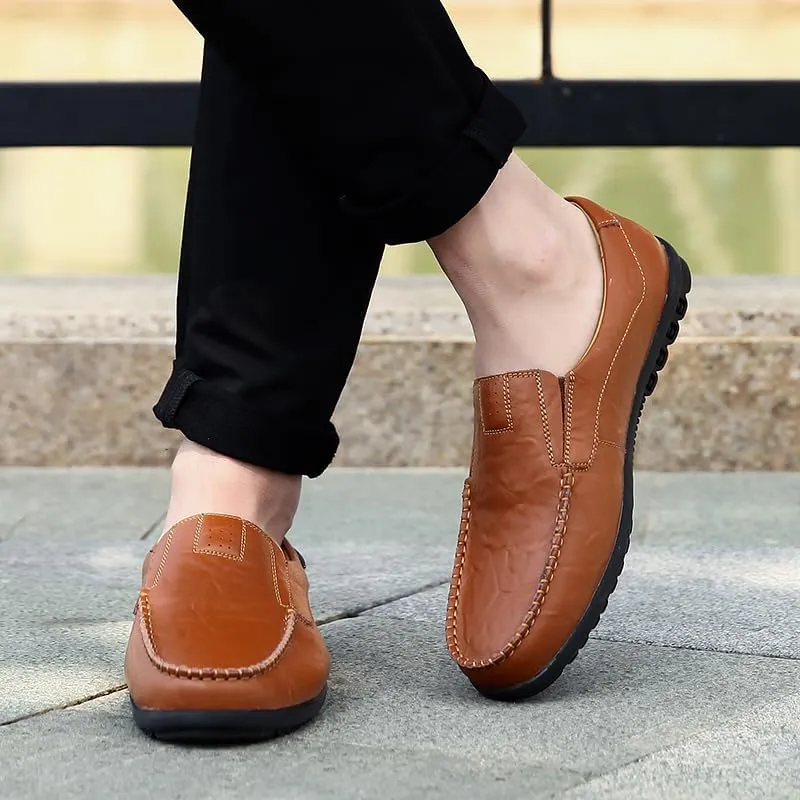 Men's Genuine Leather Casual Slip on Loafers Driving Shoes Breathable Fashion Slipper