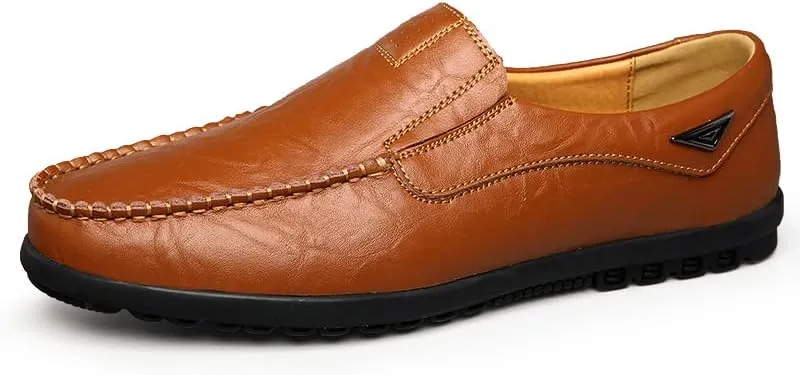 Men's Genuine Leather Casual Slip on Loafers Driving Shoes Breathable Fashion Slipper