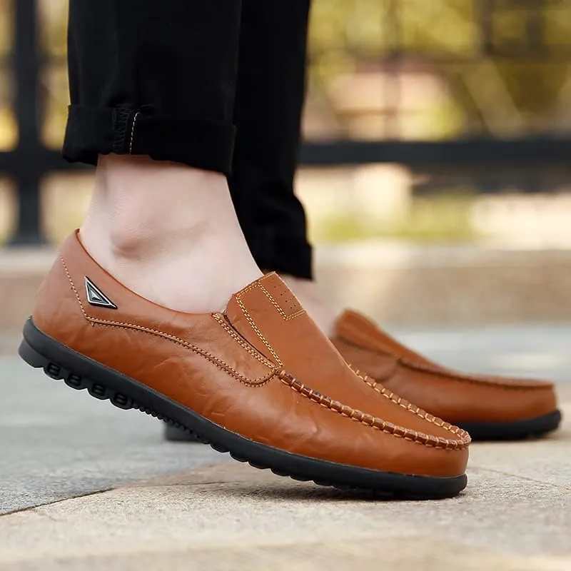 Men's Genuine Leather Casual Slip on Loafers Driving Shoes Breathable Fashion Slipper