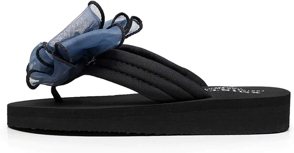 MIOKE Women's Bohemian Bowknot Flipflops Sandals Fashion Comfy Nonslip Platform Summer Beach Thong Sandal
