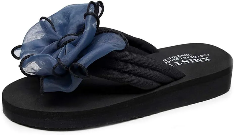 MIOKE Women's Bohemian Bowknot Flipflops Sandals Fashion Comfy Nonslip Platform Summer Beach Thong Sandal
