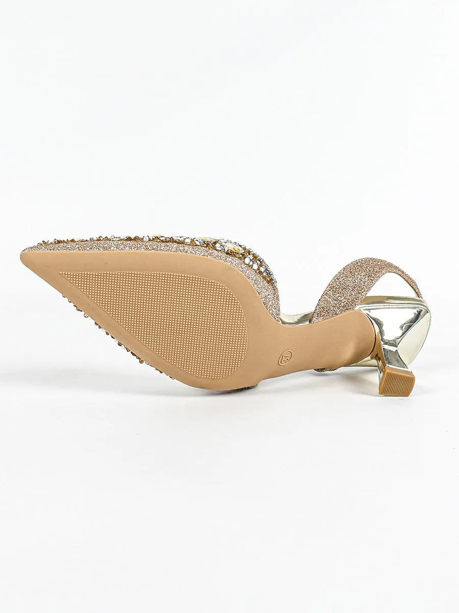 Rhinestone Pointed Buckle Heels MHE11120