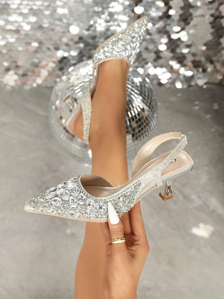 Rhinestone Pointed Buckle Heels MHE11120