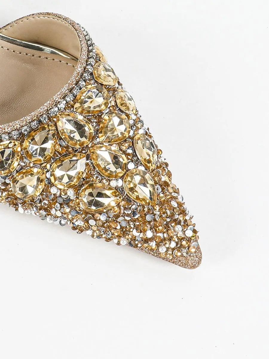 Rhinestone Pointed Buckle Heels MHE11120