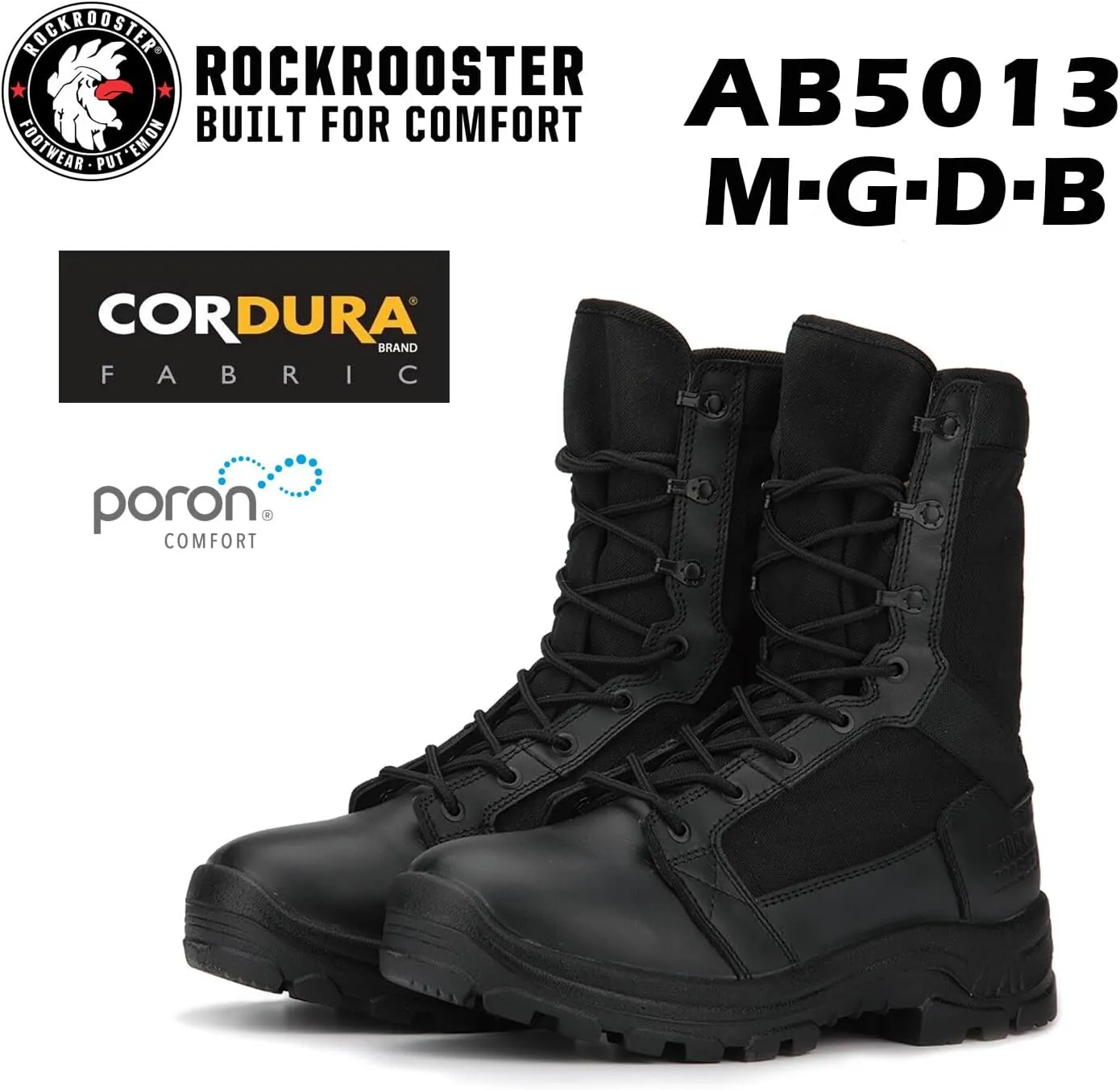 ROCKROOSTER Tactical Boots for men, Comfortable Anti-Fatigue Tech, Durable, Quick Dry Combat Boots